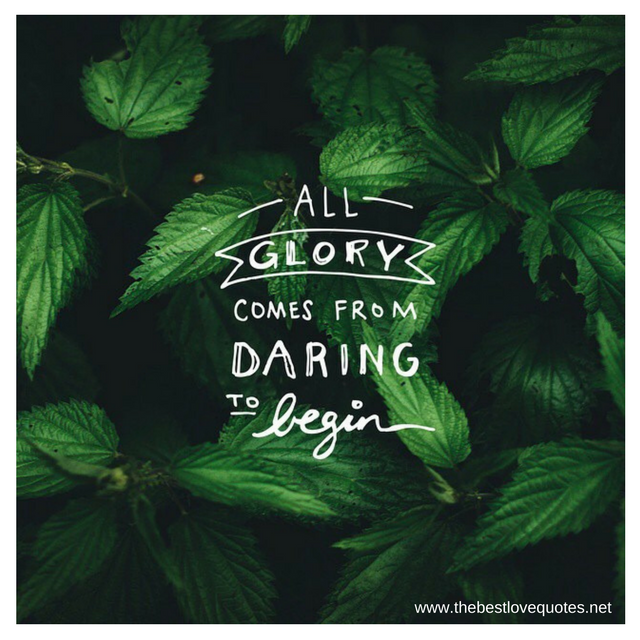 "All glory comes from daring to begin"