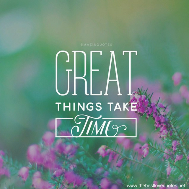 "Great things take time"