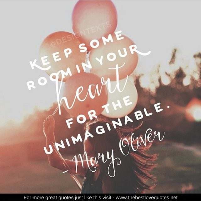 "Keep some room in your heart for the unimaginable" - Mary Oliver