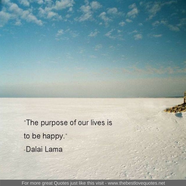 "The purpose of our lives is to be happy" - Dalai Lama