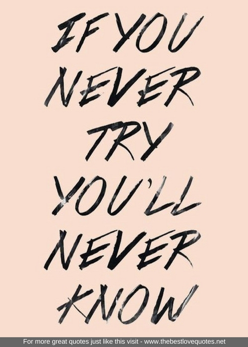 "If you never try you'll never know"