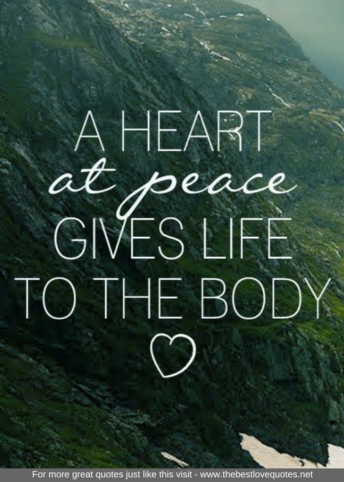 "A heart at peace gives life to the body"